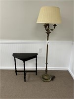 Floor Lamp with Marble Base & 1/2 Round Stand