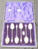 Cased set of six sterling silver apostle teaspoons