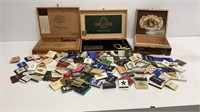 (3) cigar boxes w/various match books