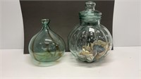 16’’ apothecary jug with lid and seashells,