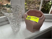 Glass vase  and Haeger 5117 ceramic vase, made in