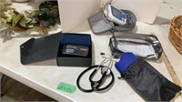 Blood pressure monitor, stethoscope
