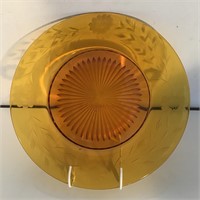 AMBER CORNFLOWER GLASS PLATE