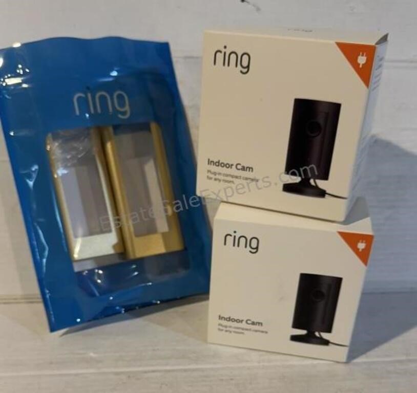 Pair of RING DOORBELL INDOOR CAMERAS and Gold