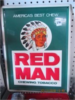 Tin Red Man Tobacco Sign