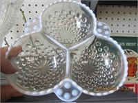 White Crested Hobnail 3 Section Dish