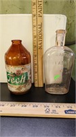 Vintage beer bottle and Warranted flask bottle