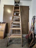 2 TWO STEP LADDERS ONE WOODEN & ONE ALUMINUM