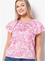 Candace Bure Tulip Printed, Bow Back Blouse; XL