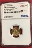 2015 EAGLE $5 MINT 1/10 OUNCE GOLD COIN