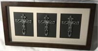 Religious Art 3 Crosses Embedded w/ Gems