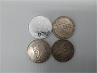 (4) miscellaneous silver rounds