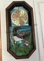 Stained Glass Loon Clock