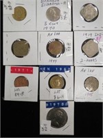 (10) FOREIGN COINS VARIOUS TYPES & DATES