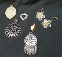 Lot of 5 Pendants and 1 Pair of Earrings marked