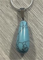Turquoise Teardrop Gemstone w/ Chain