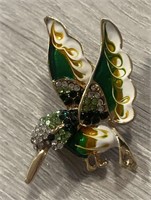 Green & White Hummingbird Pin