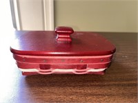 Small Red LONGABERGER Rectangle Box / Wood Lid