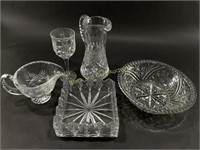 Crystal & Glass Pitcher, Bowl, & Wine Glass