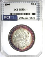 1900 Morgan PCI MS64+ Blue Purple Rim