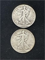 Silver 1946-D, 1946-S Walking Liberty Half Dollars