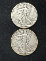 Silver 1947, 1947-D Walking Liberty Half Dollars