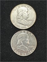 Silver 1948-D, 1949 Franklin Half Dollars