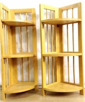 2 Wooden Folding Corner Shelves