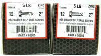 (2) 5lb. Boxes of 2" Hex Washer Self Drill Screws