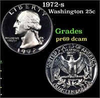 Proof 1972-s Washington Quarter 25c Grades GEM++ P