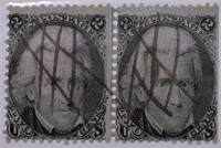 PAIR 1874 2 CENT ANDREW JACKSON STAMPS