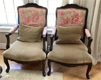 Pair of wood frame armchairs