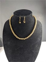 Signed Napier Gold Metal Necklace Set