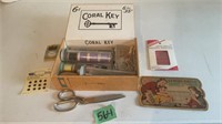 Sewing kit in cigar box