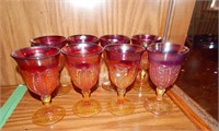 Indiana Glass Carnival Amberina Goblets Heirloom 8