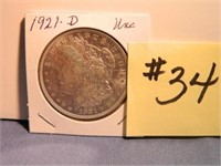 1921D Morgan Silver Dollar UNC
