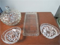 Clear Glass Lot, Candle Sticks ,Candy Dish