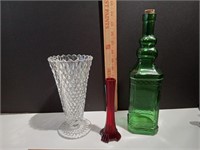 Indiana Cut Glass Vase, Ruby Red, Green 3