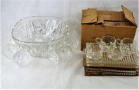 Mid Century Punch Bowl & Orchard Crystal Party Set