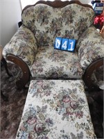 Vintage Chair with Ottoman