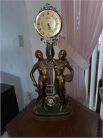 VINTAGE 31” GOLDEN GODDESS SCULPTURE CLOCK