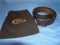 TOD'S Brown Leather Belt with cloth bag
