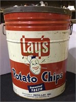 Vintage Tin, vintage lays potato chips tin, Frito