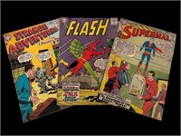 3 Vintage DC Comics - Superman, The Flash, etc