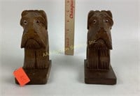 Wooden Bookend Scottish Dog Sculptures see photos