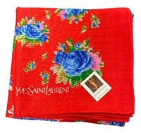 Yves Saint Laurent Red Floral Scarf