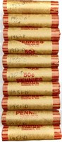 (10) Rolls 1950's Wheat Cent Penny Lot