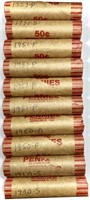 (10) Rolls 1950's Wheat Cent Penny Lot