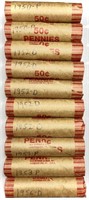 (10) Rolls 1950's Wheat Cent Penny Lot