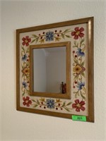 VTG FLORAL EMBROIDERED WALL MIRROR